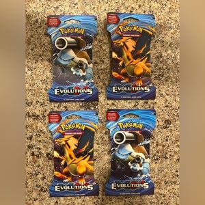 Four (4) Pokemon XY Evolutions Booster Packs RARE - 2016